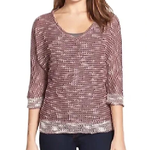 KUT FROM THE KLOTH STITCH FIX Nancy Marled Sweater Top Burgundy Red 3/4 Sleeve S - Picture 3 of 12